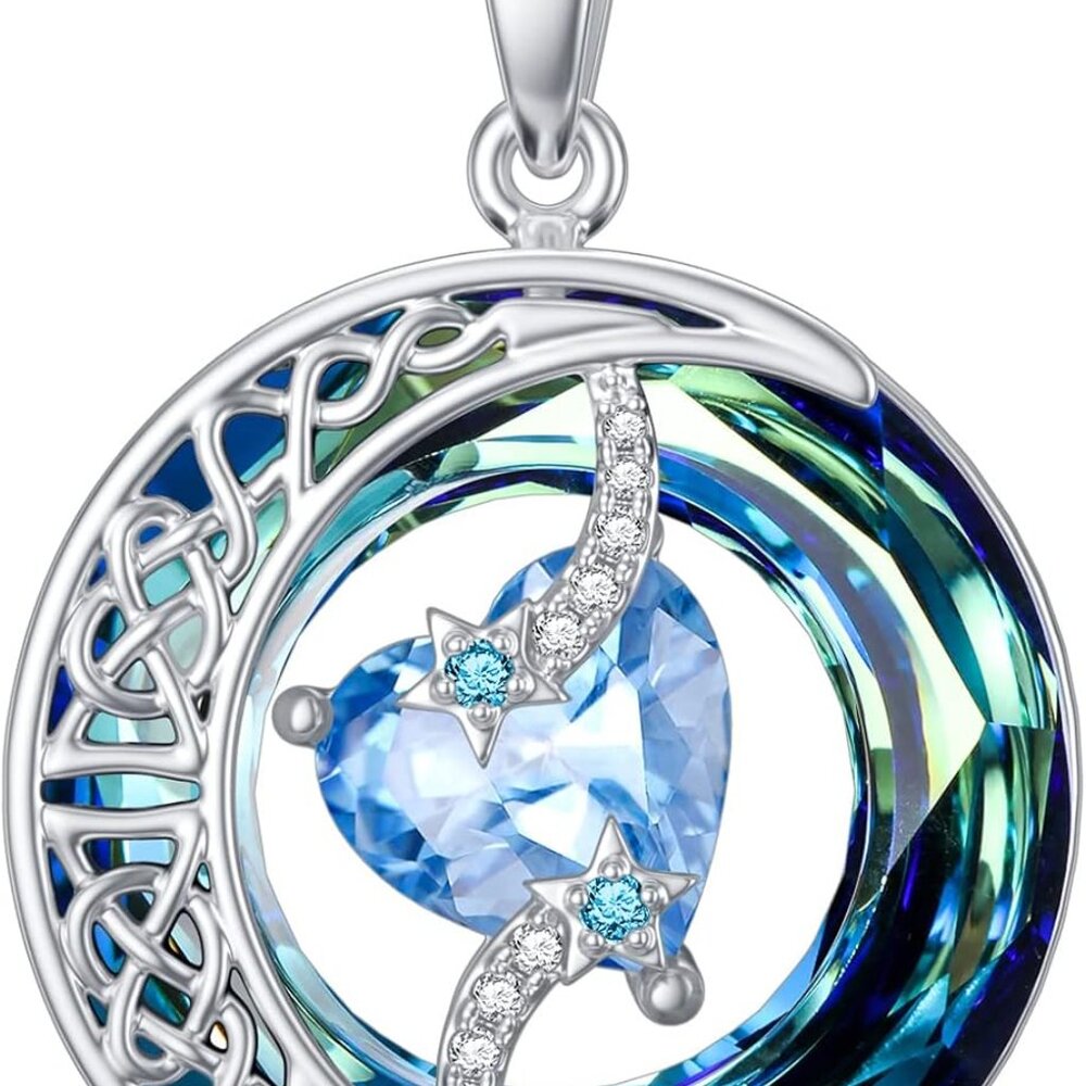 Mothers Day Gifts Birthstone Necklace For Women 925 Sterling Silver Moon And Sta